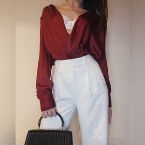 Red satin dynamite bodysuit